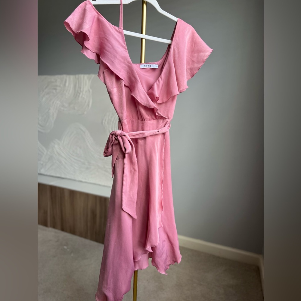 Asymmetric Wrap Frill Dress